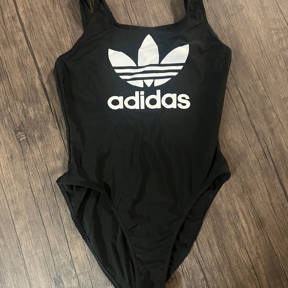 Adidas Kids Black Bodysuit with White Logo